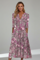 Women's V-Neck Midi Dress with Three-Quarter Sleeves – Elegant Occasion Dress 7
