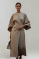 Women's Midi Dress with Wide Sleeves & Waist Belt – Elegant Flowing Occasion Dress 6