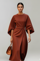 Women's Midi Dress with Wide Sleeves & Waist Belt – Elegant Flowing Occasion Dress 8