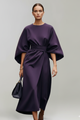 Women's Midi Dress with Wide Sleeves & Waist Belt – Elegant Flowing Occasion Dress 9