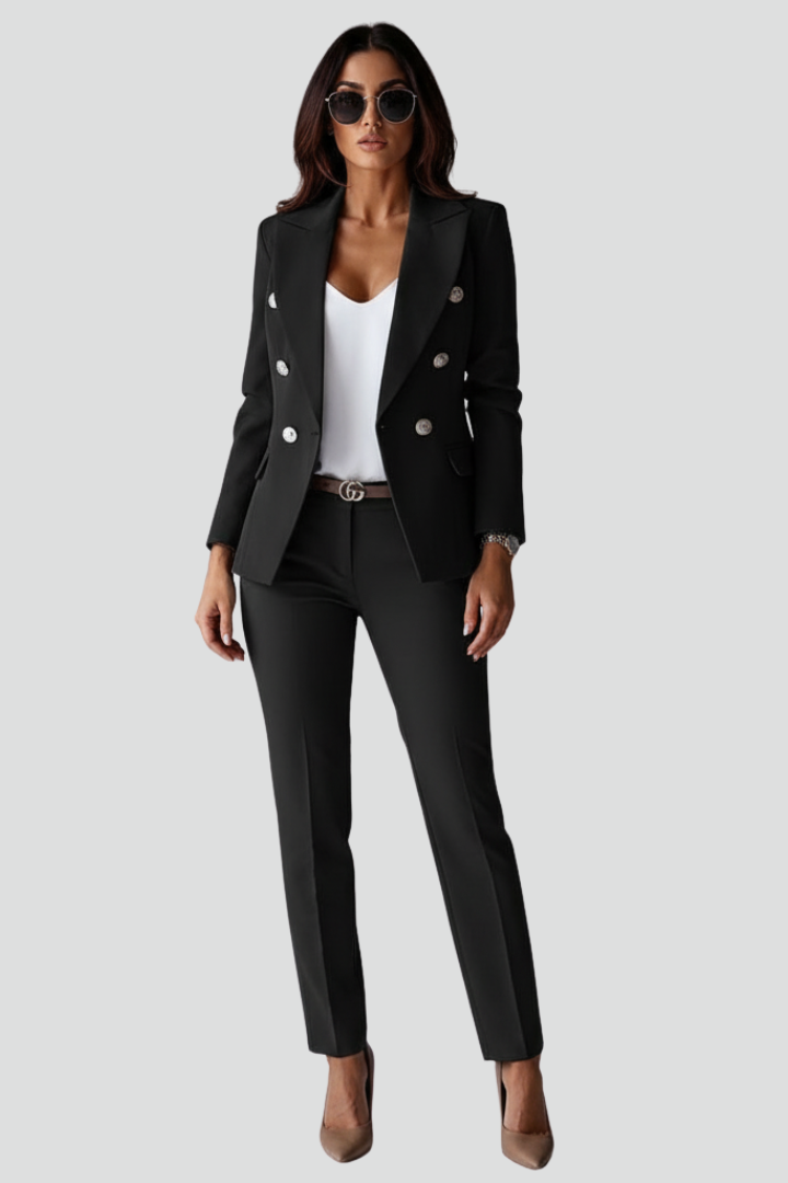 Women's Two-Piece Suit Set – Tailored Blazer & Straight-Leg Trousers for Office & Workwear 2