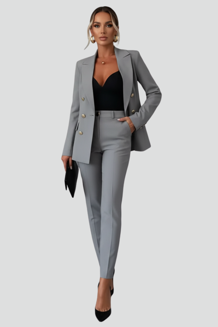 Women's Two-Piece Suit Set – Tailored Blazer & Straight-Leg Trousers for Office & Workwear 10