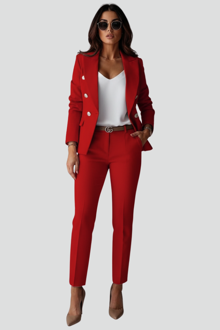 Women's Two-Piece Suit Set – Tailored Blazer & Straight-Leg Trousers for Office & Workwear 7
