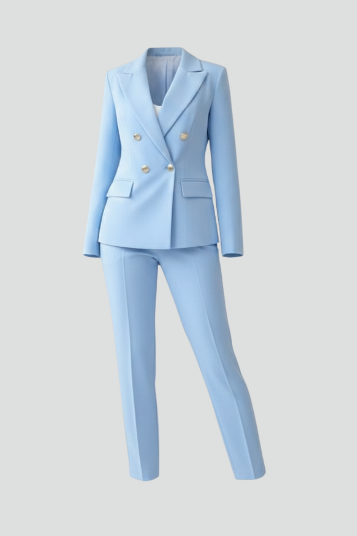 Women's Suit Set – Buttoned Tailored Jacket & Straight-Leg Trousers for Office 1