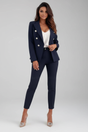 Women's Suit Set – Buttoned Tailored Jacket & Straight-Leg Trousers for Office 7