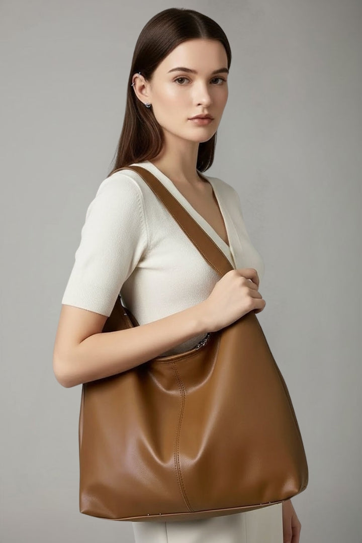 Women's large shoulder tote bag with long handles and spacious interior