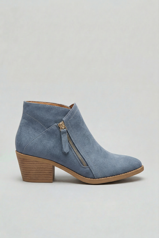 Women's ankle boots with side zipper and block heel