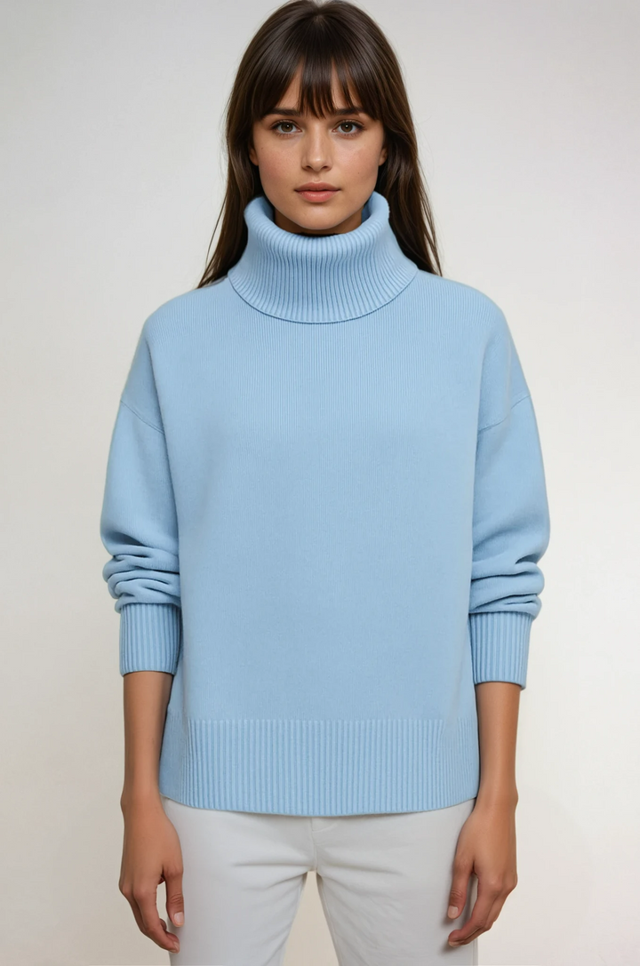 Women's oversized ribbed turtleneck sweater