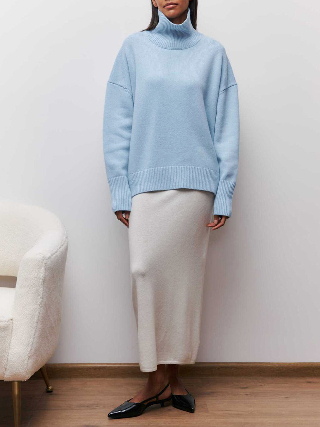 Women's oversized ribbed turtleneck sweater