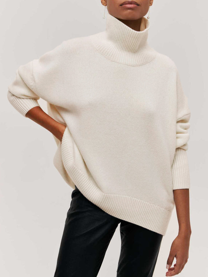 Women's oversized ribbed turtleneck sweater