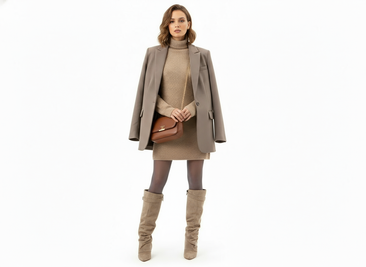 Women's mid-calf slouch boots with buckle strap