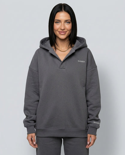 Women's oversized hooded lounge hoodie with long sleeves and ribbed trims
