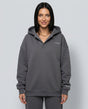 Women's oversized hooded lounge hoodie with long sleeves and ribbed trims