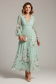 Women's Floral Midi Dress — V-Neck Defined-Waist Flowing Summer Midi Dress