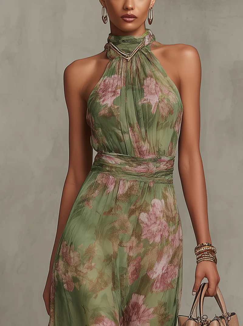 Fiora - Elegant Floral Midi Dress