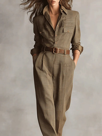 Georgina Check Button Front Jumpsuit