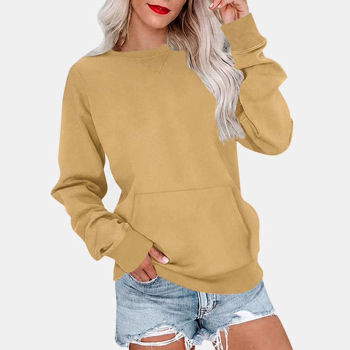 Women's oversized crew neck sweatshirt with kangaroo pocket