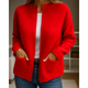 Women's open-front knit cardigan with patch pockets