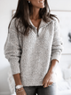 Women's textured knit quarter-zip sweater with mock neck and long sleeves