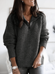 Women's textured knit quarter-zip sweater with mock neck and long sleeves