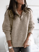 Women's textured knit quarter-zip sweater with mock neck and long sleeves
