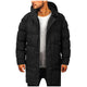 Men's long hooded puffer coat with front pockets
