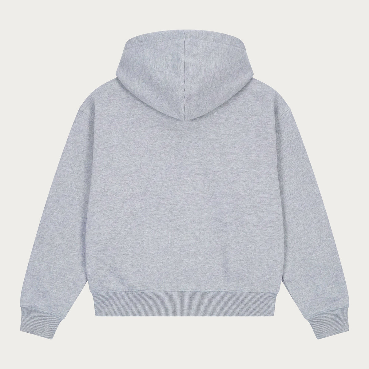 Grey men's zip hoodie with hood, long sleeves and front pockets