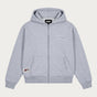 Grey men's zip hoodie with hood, long sleeves and front pockets