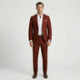 Men's tailored two-piece suit with notched lapels, long sleeves and straight-leg trousers