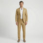Men's tailored two-piece suit with notched lapels, long sleeves and straight-leg trousers