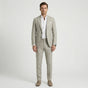 Men's tailored two-piece suit with notched lapels, long sleeves and straight-leg trousers