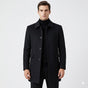 Men's structured overcoat with notched collar, button front and flap pockets