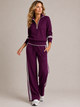 Women's zip sweater and wide-leg trouser set with contrast side stripes