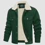 Men's ribbed jacket with sherpa lining, fold-down collar and button front