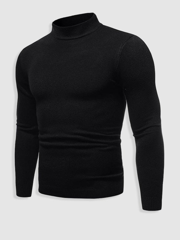 Men's slim fit long-sleeve turtleneck sweater with ribbed trims