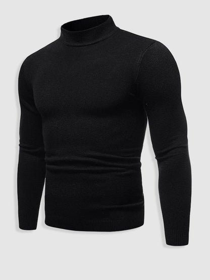 Men's slim fit long-sleeve turtleneck sweater with ribbed trims
