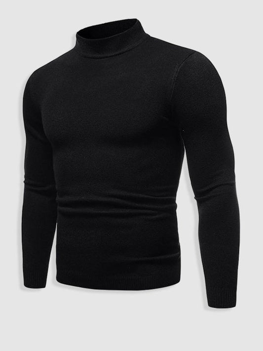 Men's slim fit long-sleeve turtleneck sweater with ribbed trims
