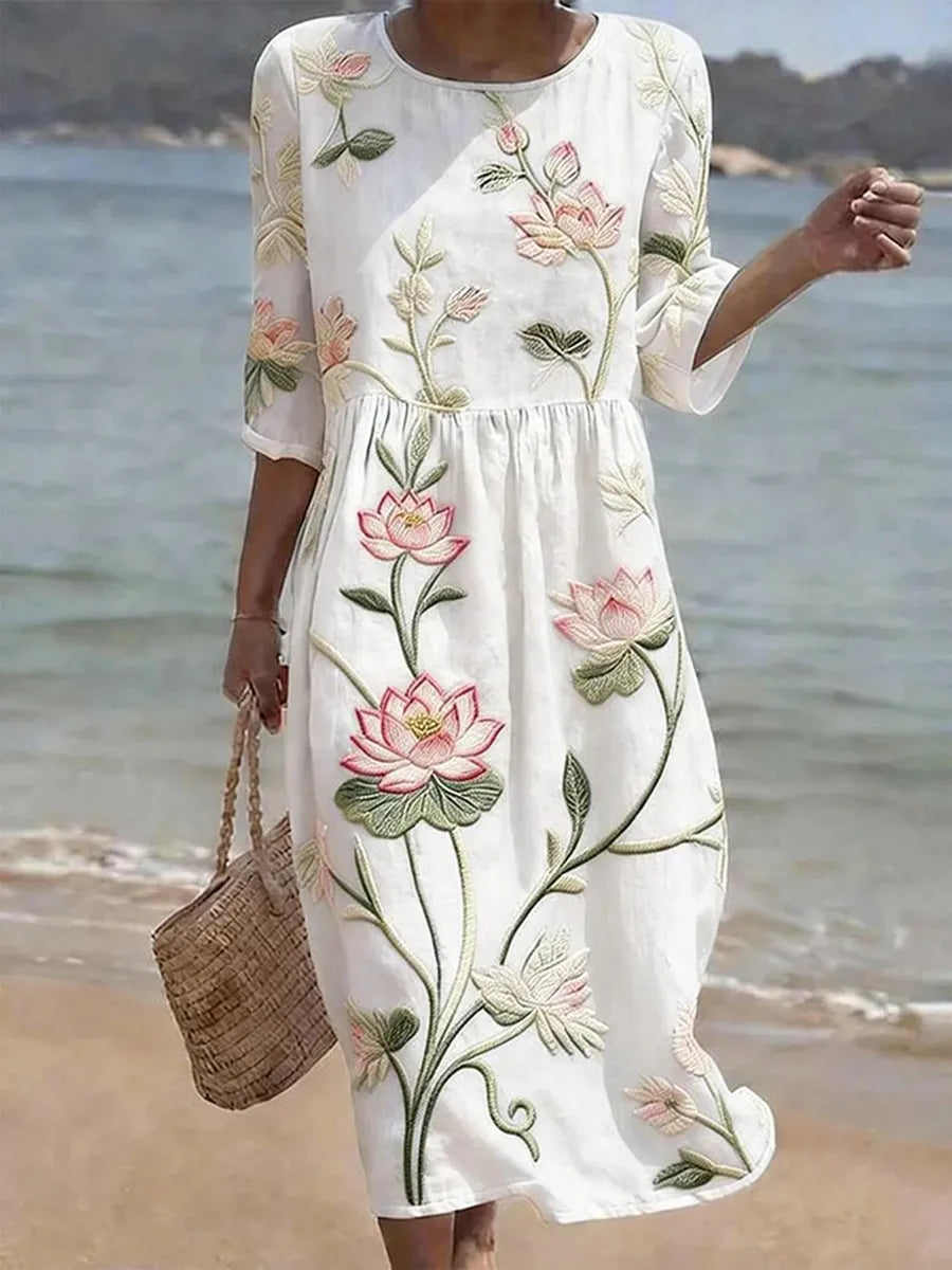 Adira - Embroidered Floral Dress