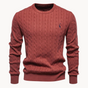 Men's cable knit sweater with crew neck and long sleeves