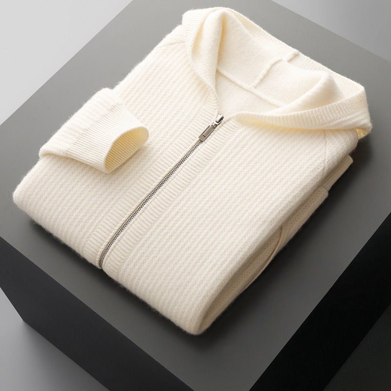 Unisex hooded zip cardigan with front pockets and long sleeves