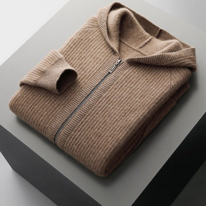 Unisex hooded zip cardigan with front pockets and long sleeves