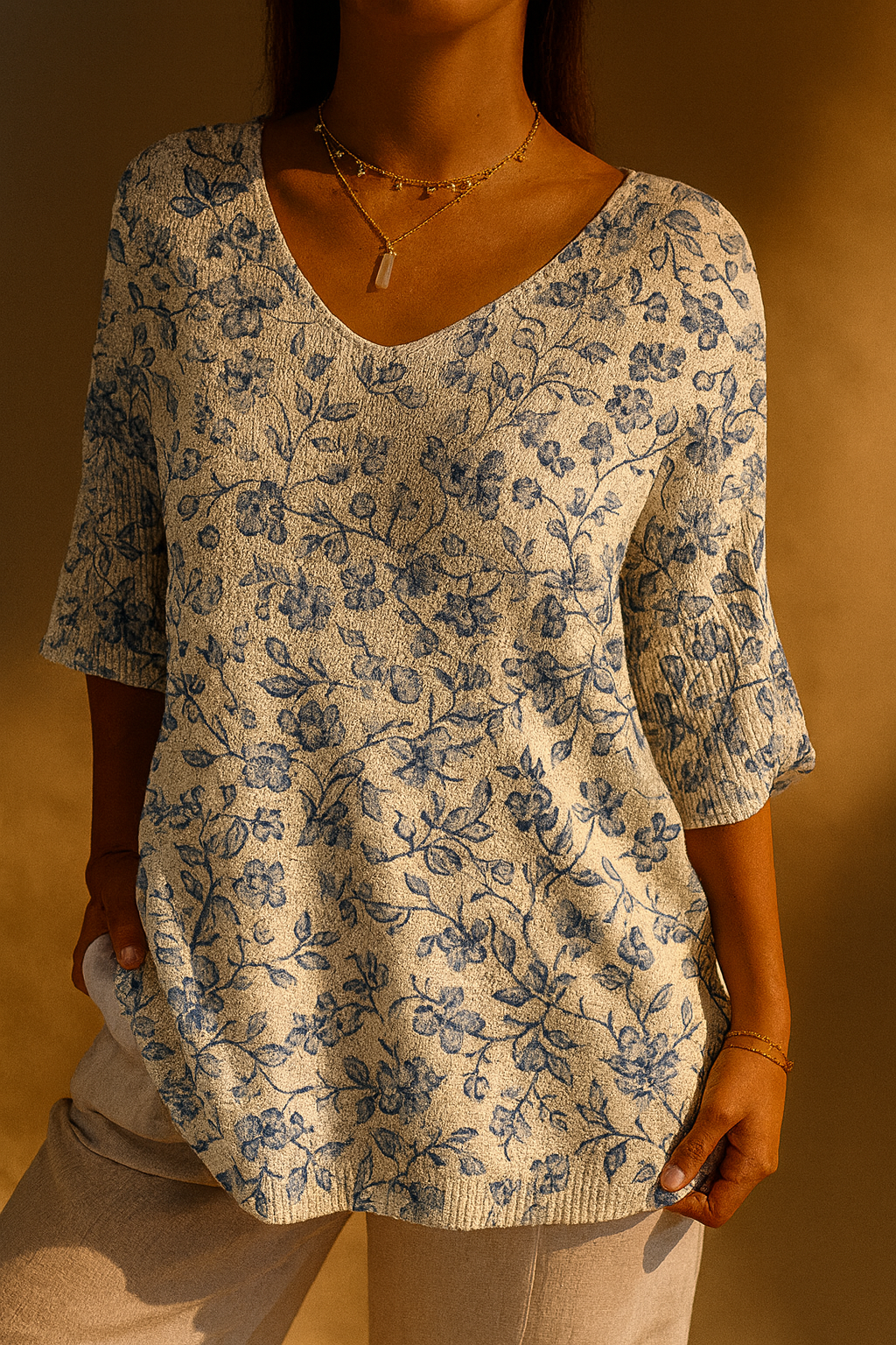 Aislinn - Floral Knit Pullover Top