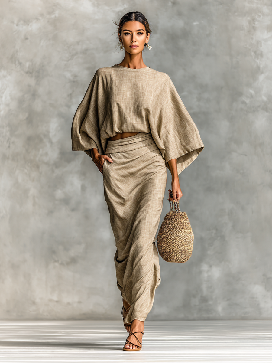 Alba - Batwing Top & Maxi Skirt Set