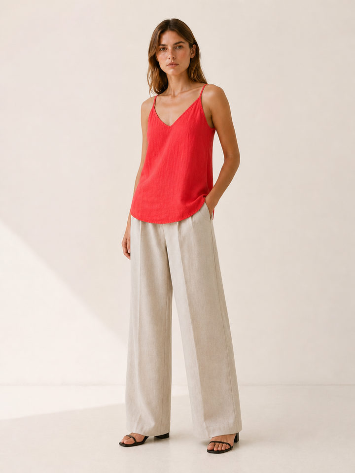 Women's Cami Top, Spaghetti Straps, V Neck, Relaxed Drape