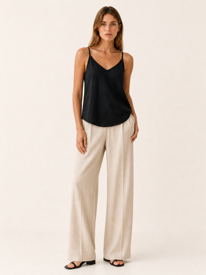 Women's Cami Top, Spaghetti Straps, V Neck, Relaxed Drape