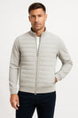 Men's hybrid jacket with quilted front, mock neck and long sleeves