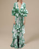 Women's Floral Wrap Maxi Dress — V-Neck Tie-Waist Balloon-Sleeve Ruffle-Hem Dress