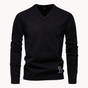 Men's long-sleeve V-neck sweater with ribbed trim