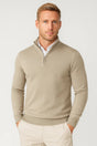Men's half-zip sweater with mock neck and ribbed trims