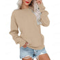 Women's long-sleeve crewneck sweatshirt with front pouch pocket